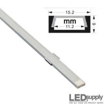 Surface Mount LED Channel, 15mm with Flat Diffuser Lens