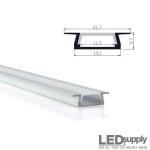 Recessed Mount LED Channel, 22mm with Flat Diffuser Lens