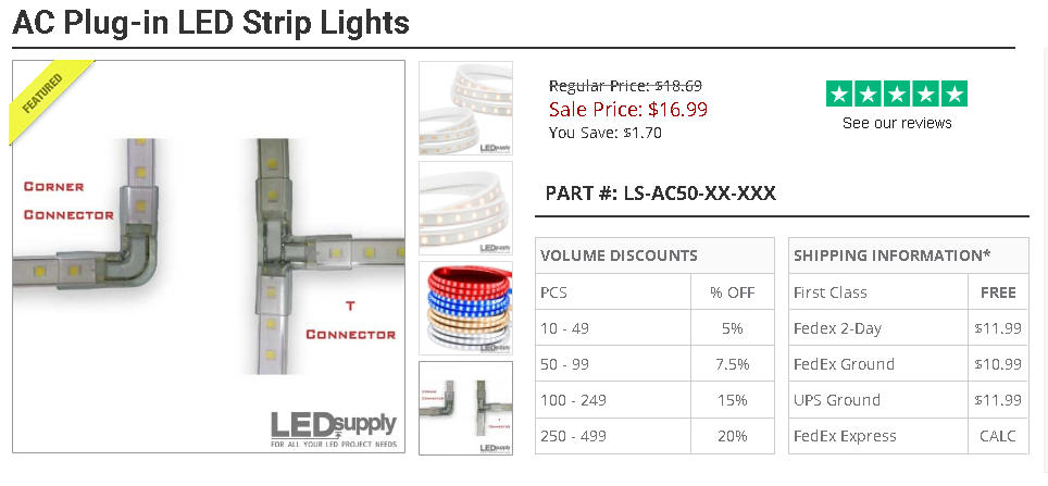 AC 5050 LED Strip Lights